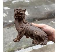 A Pair of Statues Made of Natural agarwood on The Left and Right - The Treasure of The House - The Diting Divine Beast Ornaments, feng Shui for attracting Wealth, Office and Home Auspicious Beast