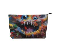 A Pair Of Tigers Patterned Cosmetic Bag Portable Large Capacity Cosmetic Bag Corduroy Zipper Toiletry Bag Travel Bag, Colorful Monster, One Size
