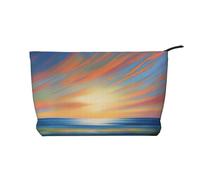 A Pair Of Tigers Patterned Cosmetic Bag Portable Large Capacity Cosmetic Bag Corduroy Zipper Toiletry Bag Travel Bag, Coastal Evening Breeze, One Size