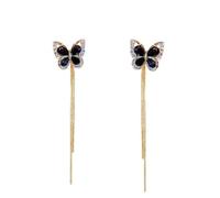 A pair of two-wear super-fairy butterfly tassel earrings with elegant retro design, popular internet celebrity hot style versatile