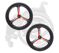 A Pair of Wheelchair Replacement Pneumatic Rear Wheel for Sport Wheelchair 24 X 1.75, Quick Release Tire Wheelchair Accessories 1/2"(12.7mm)(Black)