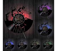 A Pair of Wolf Head Wall Clock Forest Wolf Portrait Vinyl Record Clock Amazing Wolf Totem Wall Art Home Decor Wolf Admirers Gift With LED