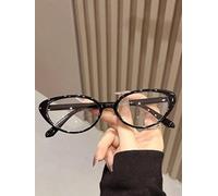 A Pair Of Women's Multi-Color Cat-Eye PC Frame Solid Full-Frame Personalized Rice Pin Fashion Flat Lenses