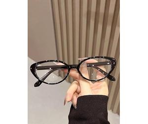A Pair Of Women's Multi-Color Cat-Eye PC Frame Solid Full-Frame Personalized Rice Pin Fashion Flat Lenses