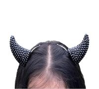 A Pair Rhinestone Black Devil Horns Hair Clips, Cute Horn Barrettes