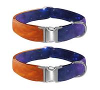 a Pale Blue Star Corner Kissed by Nebulae Adjustable Pet Collar for Small Medium Large Dogs & Cats, Reflective Strip for Night Safety, Soft Comfort Pad