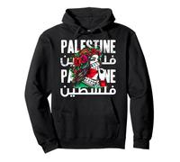 A Palestinian Girl Wearing a Palestinian Bandana Palestine Pullover Hoodie