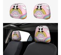 A Panda Sitting With A Rainbow Car Seat Headrest Protector Car Head Rest Covers 2 Piece Elastic Universal Fit Most Vehicles Auto Interior Accessories For Women Men
