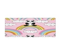A Panda Sitting With A Rainbow Mouse Pad In Big Extended Non-Slip Rubber Base Mousepad With Stitched Edges Gaming Pc Desktop Large Mouse Pad 11.8x31.5