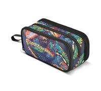 A Panther Chameleon Pencil Case, Large Capacity Pen Bag for Boys Girls 3 Compartment Pencil Pouch Students Stationery Organizer Marker Case for School Office Work