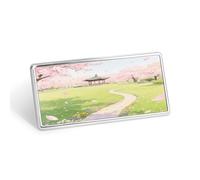 A Park with Cherry Blossoms in Full Bloom Stainless Steel Name Plate with Pin,Durable Personalized Name Tags,Name Badge for Business Work Lable Sign 1.4 * 2.8 in