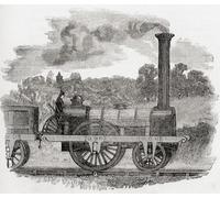 A passenger engine or locomotive on the Liverpool and Manchester Railway 1831. From Great Engineers published c.1890 Poster Print by Ken Welsh (16 x 13)