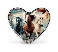 A Pattern with Horses As A Background Badges Heart with Button Design, Personalized Picture Pin Brooches, Heart Badge Holders for Decorate Hat Shirt Clothing Bag Accessories