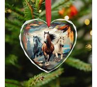 A Pattern with Horses As A Background Christmas Ornaments - Heart Christmas Tree Decorations with Red String, Winter Holiday Keepsake Pendant for Fireplace, Mantel, Wreath Holiday Party Decor (3.1 Inc