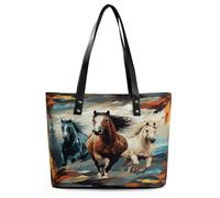 A Pattern with Horses As A Background Tote Bag for Women Leather Shoulder Bag Casual Work Purse Oversize Handbag Weekender Hobo Bags Large Tote Purse Top Handle Shoulder Handbag for Travel Shopping