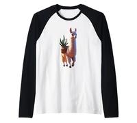 A Peaceful Cartoon Llama Funny Unisex Design Men Women Tee Raglan Baseball Tee
