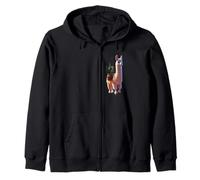 A peaceful cartoon llama Funny unisex Design Men Women Tee Zip Hoodie