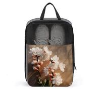 A Peach Blossom Travel Shoe Bag, Waterproof Storage Pouch with Zipper, Portable Shoe Organizer for Women And Men