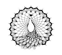 a Peacock is Standing in a Circular Pattern Fine Carving Decals 42x43.8cm Art Mural Painting Black