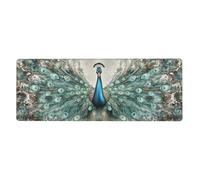 A Peacock Spreads Its Tail Against A White Background Mouse Pad In Big Extended Non-Slip Rubber Base Mousepad With Stitched Edges Gaming Pc Desktop Large Mouse Pad 11.8x31.5