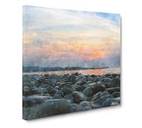 A Pebble Beach Canvas Print | Gallery Wrapped 30mm Frame Wall Art | 20x20 inches | Ready to Hang | Coastal Seascape Picture | Living Room Bedroom Lounge Office