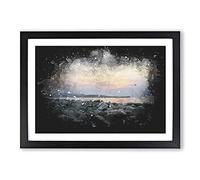 A Pebble Beach Paint Splash Framed Print | A2 Black Framed Wall Art | Ready to Hang | Modern Beach Picture | Living Room Bedroom Lounge Office