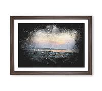 A Pebble Beach Paint Splash Framed Print | A2 Walnut Framed Wall Art | Ready to Hang | Modern Beach Picture | Living Room Bedroom Lounge Office
