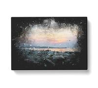 A Pebble Beach Paint Splash Modern Art Canvas Wall Art Print Ready to Hang, Framed Picture for Living Room Bedroom Home Office Décor, 50x35 cm (20x14 Inch)
