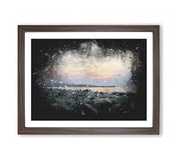A Pebble Beach Paint Splash Modern Art Framed Wall Art Print, Ready to Hang Picture for Living Room Bedroom Home Office Décor, Walnut A2 (64 x 46 cm)