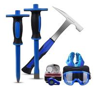 A peerless shovel 8 PCS Geology Rock Pick Equipment Kit,2 Rock Digging chisels with Protective Caps and 21oz Hammer,Digging Chisel Set,Gold mining and Tool Set for Hounding (BLUE)