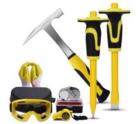 A peerless shovel 8 PCS Geology Rock Pick Equipment Kit,21oz Hammer and 2 Rock Digging chisels with Protective Caps,Digging Chisel Set,Gold mining and exploration equipment(yellow)