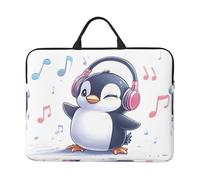 A Penguin Listening To Music Notebook Carrying Case With Handle Laptop 14 Inch Computer Sleeve For Women Men Padded Cover Laptop Bag