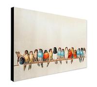 A Perch of Birds Vintage Wall Art illustration - Wrapped Framed Canvas Wall Art (A0 [117cm x 81cm])