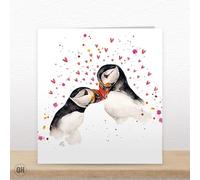A Perfect Match - Puffins Greetings Card By Elizabeth Grant