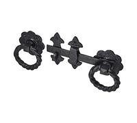 A. Perry 4416 210mm Old Hill Ironworks Fleur de Lys Heavy Duty Twisted Ring Gate Latch, Black Antique