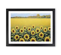 A Phenomenal Sunflower Field Framed Print | A4 Black Framed Wall Art | Ready to Hang | Modern Floral Picture | Living Room Bedroom Lounge Office
