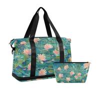 A photo full of Monet Flowers Large Travel Duffel Luggage Large Carry On Bag with Adjustable Strap for Business Travel Multifunctional, A photo full of Monet Flowers, 1 size, A photo full of Monet