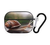 A Photo of A Snail Earbuds Organizer Shockproof Protective Airpods Pro Cover with Carabiner Clip Anti Fall Carrying Earphone Case Cover for Airpods Pro 2nd Generation Black