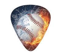 A Picture Of A Baseball In Water And Fire,12 Pcs Guitar Pick,3 Different Thickness Plectrums for Acoustic Guitar Bass Ukulele (0.46mm 0.96mm 0.71mm)