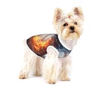 A Picture Of A Baseball In Water And Fire,Cotton Sleeveless Pet T-Shirt Soft Stretchy Puppy Breathable Vest,S
