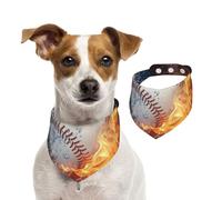 A Picture Of A Baseball In Water And Fire,Dog Bandanas Cotton Pet Scarf Adjustable Bibs for Pet,S