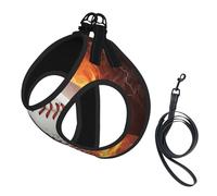 A Picture Of A Baseball In Water And Fire,Pet Harness,Adjustable Reflective Dog Harness,Pet Leash Vest,L