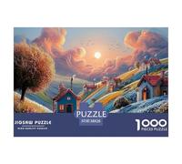 A Picture Sque Village 1000 Pieces Extra-thick Cardboard DIY Jigsaw Puzzle Rural Landscape Challenging And Educational Creative Game Puzzles As Birthday Gifts 38x26cm/1000pcs