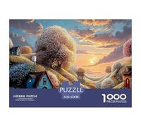 A Picturesque Village Nestled 1000 Pieces Extra-thick Cardboard Jigsaw Puzzle Bundle Cherry Blossoms Challenging And Educational Creative Game Jigsaw Gifts for Family, Friends 52x38cm/1000pcs