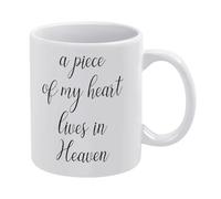A Piece of My Heart Lives in Heaven 11 Oz Novelty Coffee Mug Funny Tea Cup for Women Or Men - Holiday Office Gifts for Bosses, Employees, Co-Workers, Father's Birthday Gift for Family and Friends