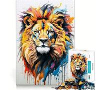 A Pierce Lion Teenagers 1000 Pieces Puzzle Serene Game Thick Material Pattern Assemble Night Activity (38x52cm)