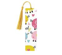 A Pig with A Heart Peach Unique Double-Sided Artwork Printed Wooden Bookmarks, Artistic Book Accessories Birthday Presents for Men Women Presents for Book Lovers