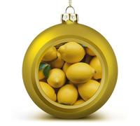 A Pile of Little Lemon Christmas Ball Ornament Shatterproof Hanging Ball Ornaments with String Decorative Christmas Baubles for Xmas Tree Home Wedding Holiday Party Decor Supply
