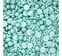 A Pinch Of - Bigger - Glimmer Turquoise Cake Topper Sprinkles - 80g Edible Shimmer Cupcake Decorations - Girls Birthday & Mermaid Parties - Colour Medley