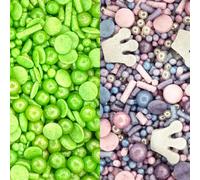 A Pinch Of - Twin - For Good Cake Decorations - Edible Sprinkles Mix Wicked Cake Topper Sprinkles - 1 x 30g Sprinkle Mix - For Good & 1 x 30g Green Colour Medley Cupcake Decorations